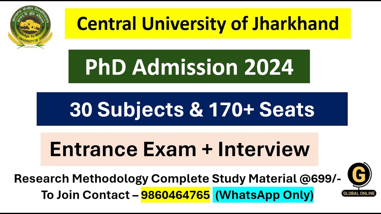 Central University of Jharkhand | PhD Admission 2024 | CUJRET 2024 ...