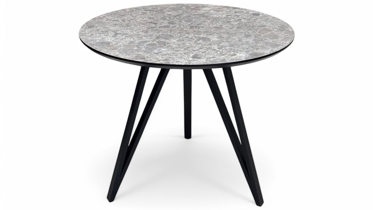 Круглий розкладний стіл (Egger F095 ST87 Мармур Сієна Сірий) SW2346