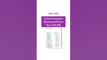 Bantuan BSU Insentif Guru Honorer Non ASN - Cek Kriterianya #pppk #guru #bkn
