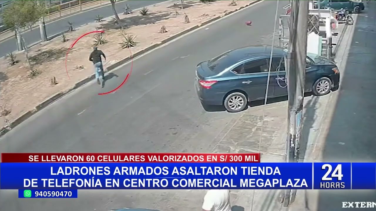 Asalto a tienda de celulares en Megaplaza: cámara captó la huida de los delincuentes