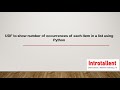 Python | User Defined Function to show number of occurrences of each item in a list