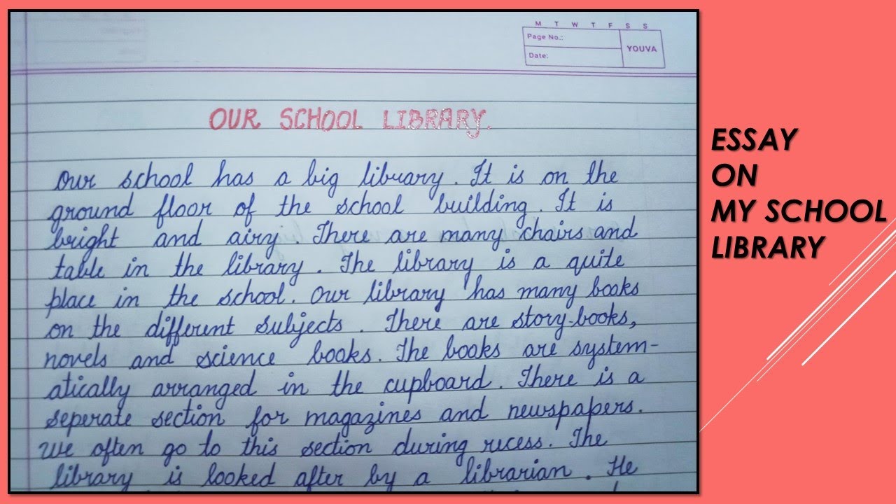 essay on my school library for class 3