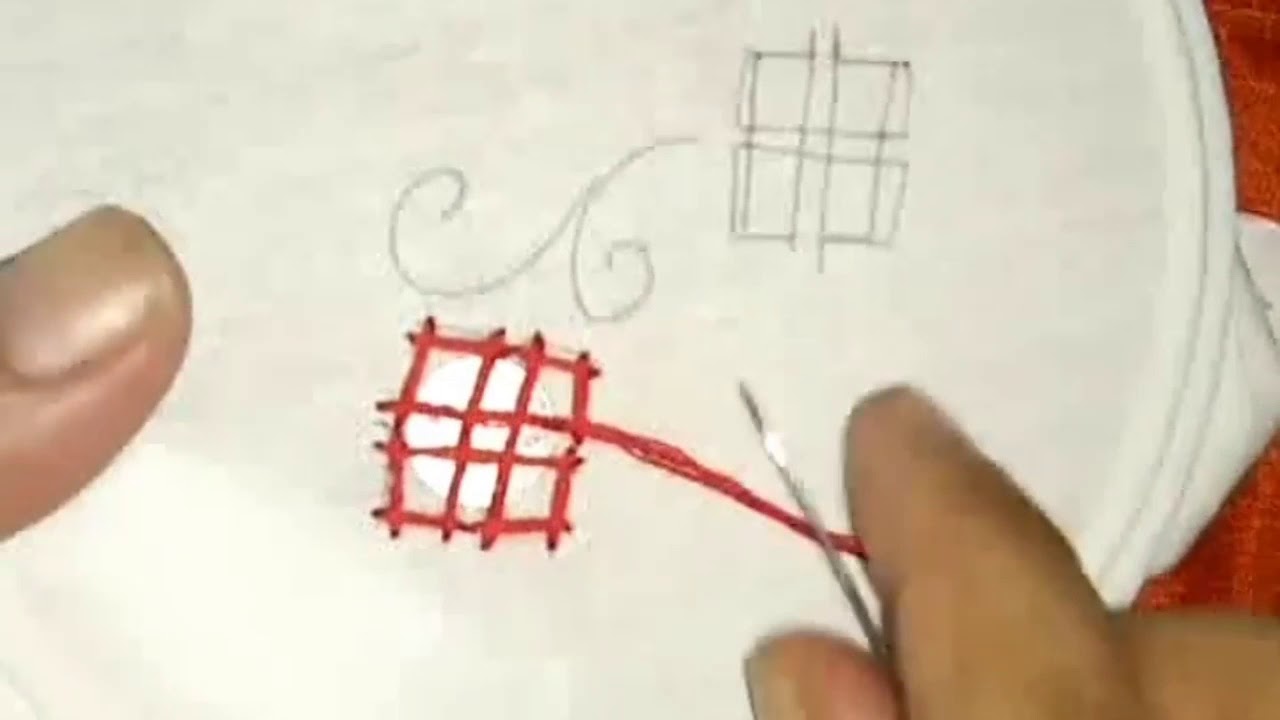 Hand embroidery how to attach mirror in Sindhi embroidery basic motif