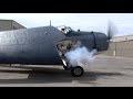 Restored WWII Grumman TBM Torpedo Bomber Startup and Wing Swing