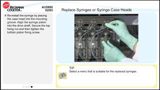 Beckman Coulter AU5800 Replace Syringes or Syringe Case Heads