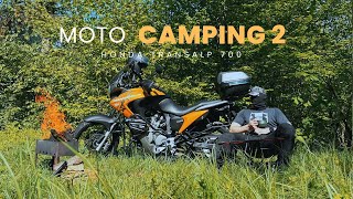 Motorcycle  camping on HONDA TRANSALP 700 to the Forest
