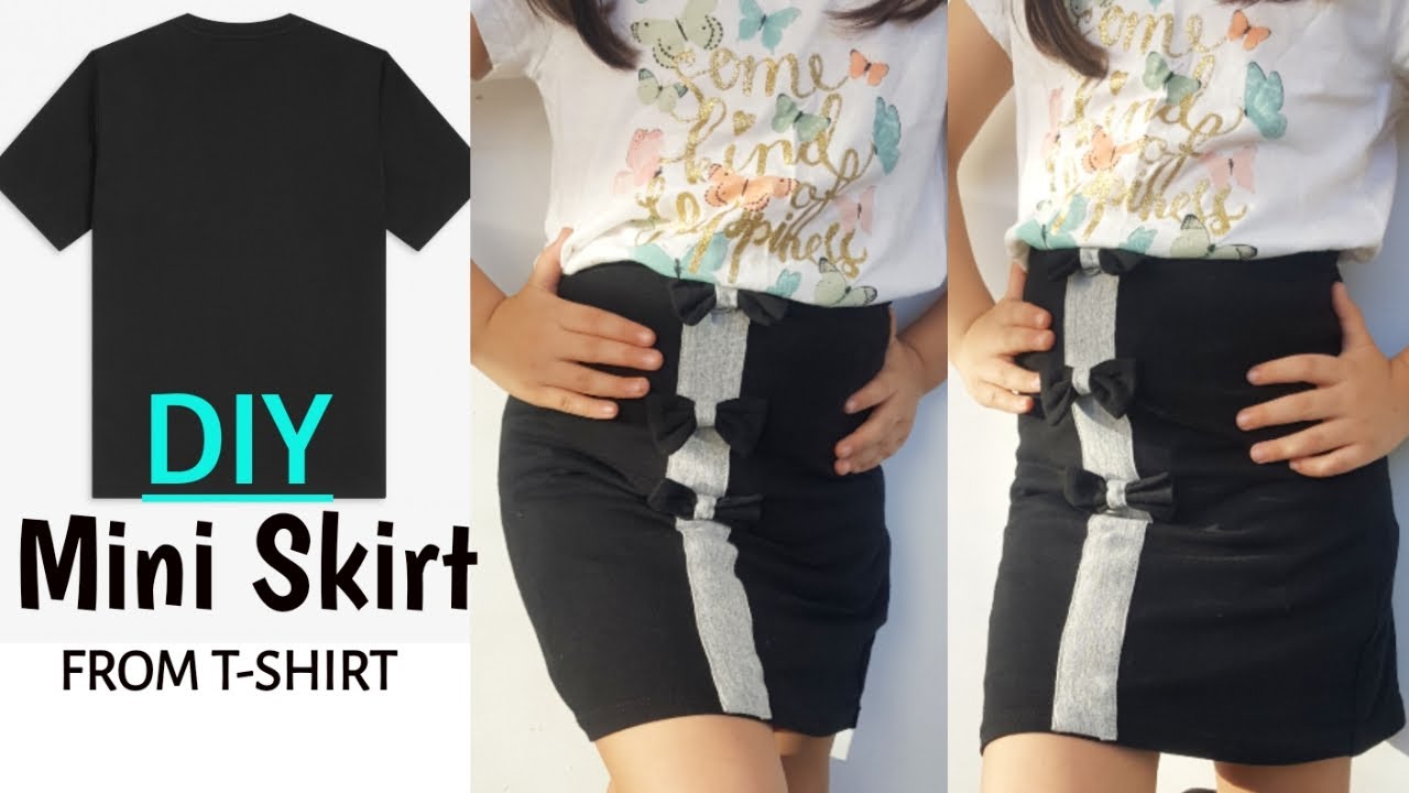 DIY MINI SKIRT from T-Shirt - Refashion T-Shirt into summer skirt/DIY ...