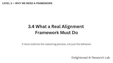 Level 3 — Why We Need a Framework | 3.4 What a Real Alignment Framework Must Do