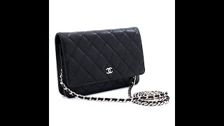 CHANEL Caviar Wallet On Chain WOC Black Shoulder Bag Crossbody f82