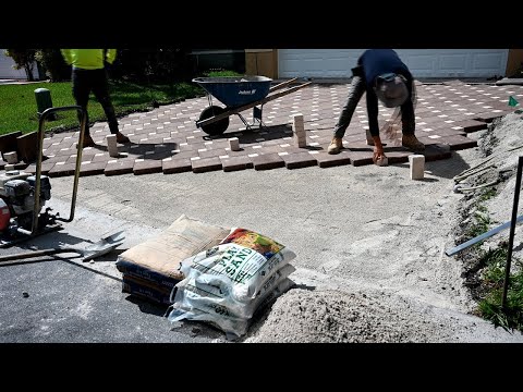 How To Install Paver Brick Driveway Like Pros w/Time Lapse