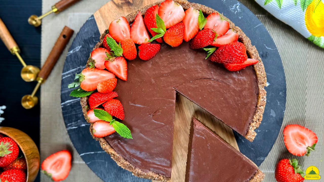 Healthy chocolate TART-NO-Bake-No added SUGAR-VEGAN-Gluten Free😋