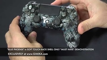 "PS4 Blue Phoenix" with Soft Touch Back Shell Only Video Demonstration by Gimika.com
