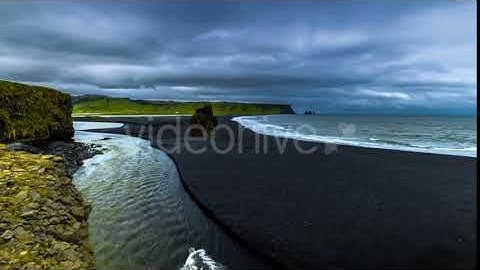 A Beautiful Black Sand Beach Reynisdrangar   Basalt Columns by Timelapse4K