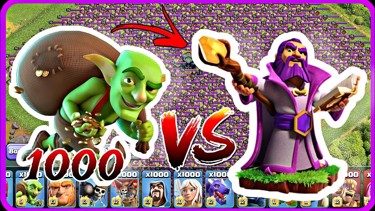 1000 Goblins VS Grand Warden Full Base Attack Townhall 17|