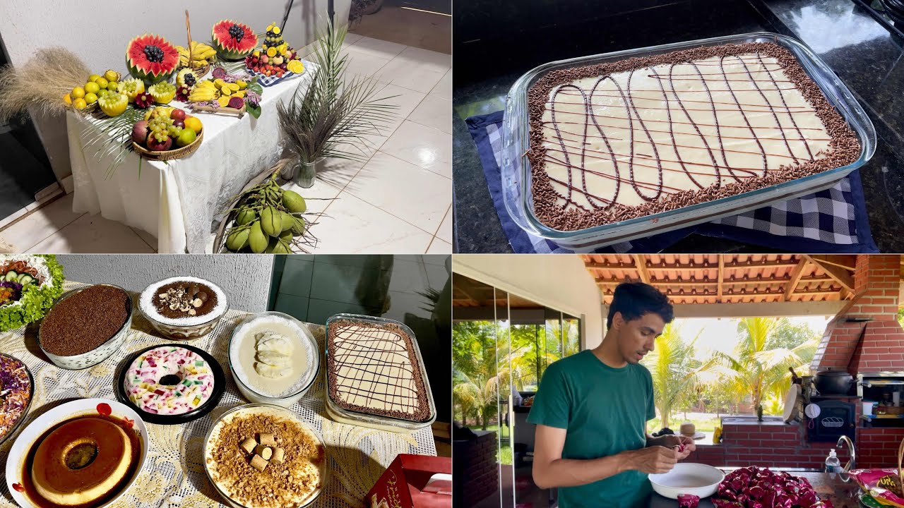Fiz varias sobremesas para o jantar na cidade/ Montei uma mesa de frutas pela primeira vez!🤩🎉