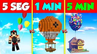 ¡CONSTRUIMOS LAS BASES VOLADORAS MÁS PELIGROSAS!  EN 5 SEGUNDOS VS 1 MINUTO VS 5 MIN ⏰ MINECRAFT