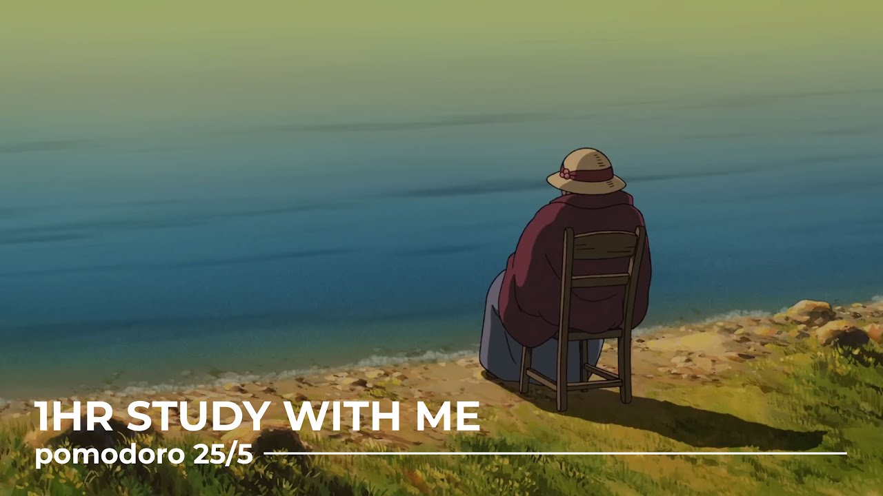 1HR STUDY WITH ME ⏰ | studio ghibli instrumental | pomodoro 25/5