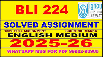 BLI 224 solved assignment 2025-26 in English || bli 224 solved assignment 2026 || bli224 2025-26