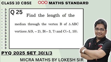 Q25 Find the length of the median through the vertex B of ABC with 
vertices A(9, 2), B( 3, 7