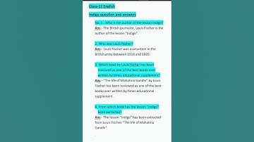 class-12 English Indigo question and answers #english #answers