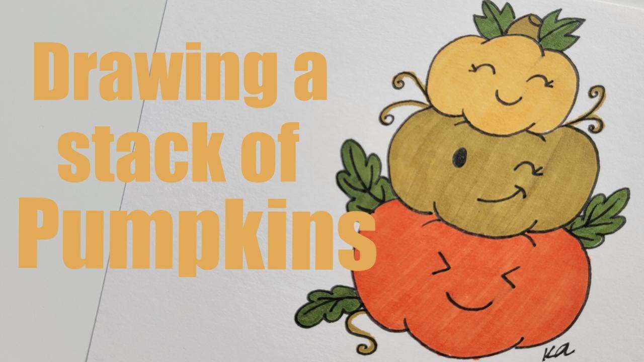 Drawing a Cute Stack of Pumpkins - YouTube