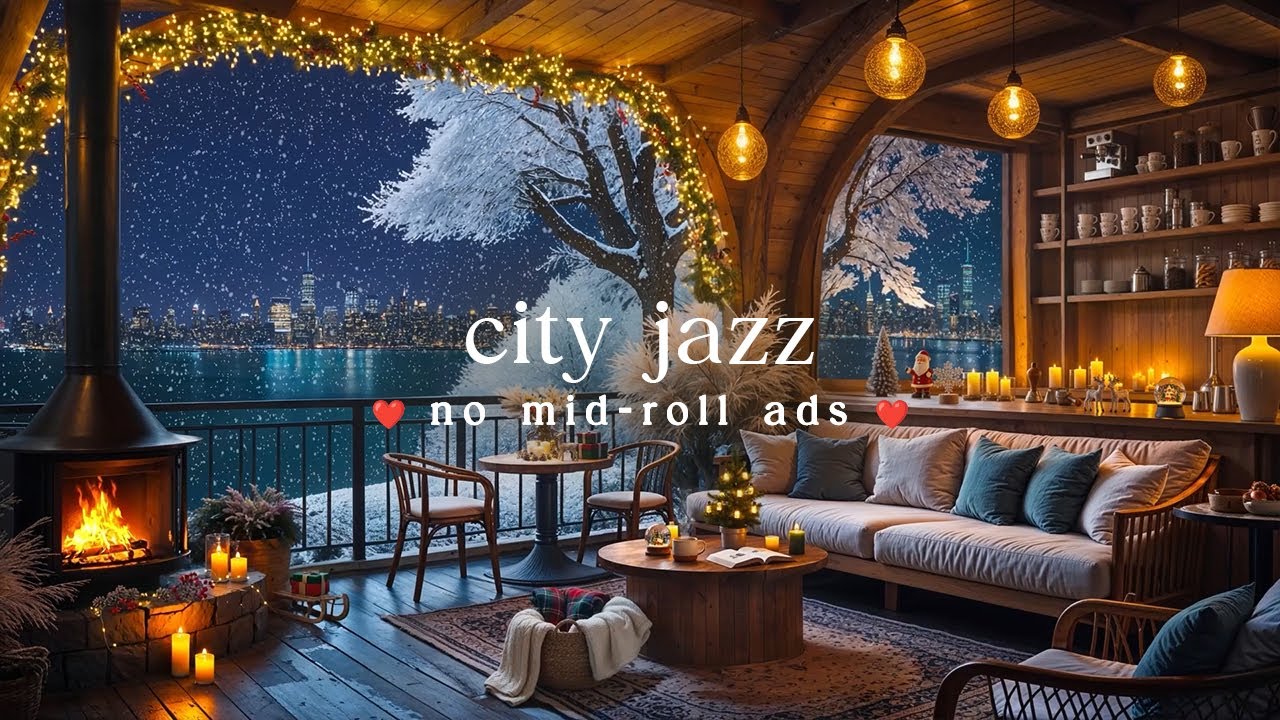 (NO MID-ROLL ADS) Winter City Jazz 🏙️ Smooth Night Ambience for Relaxation, Study & Work ❄️
