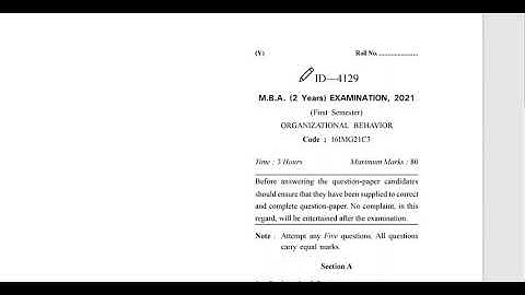Organisational Behaviour PYQ ||MBA BBA BCOM MCOM || DU GU MDU || SEMESTER EXAM 2021