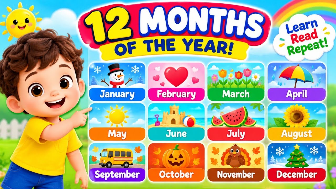Learn Months of the Year | January to December for Toddlers 🎈 - YouTube