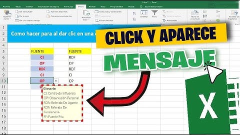Como hacer para al dar clic en una celda parece un mensaje EN  EXCEL