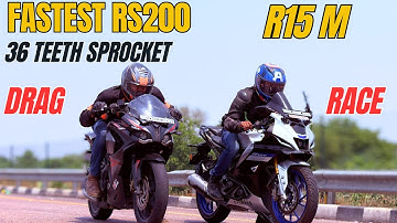 Fastest Pulsar RS200 {BS3} With 36 Teeth Sprocket vs Yamaha R15M Drag Race