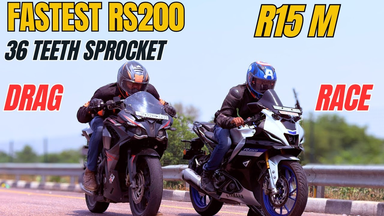 Fastest Pulsar RS200 {BS3} With 36 Teeth Sprocket vs Yamaha R15M Drag Race