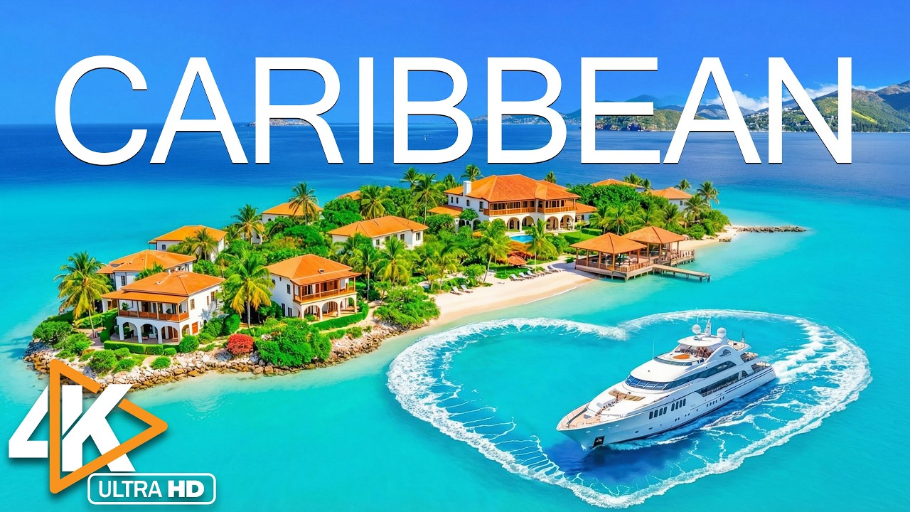 Caribbean 4K Drone Footage | Crystal Lagoon, Island Resorts & Blue Ocean With Deep House Chill
