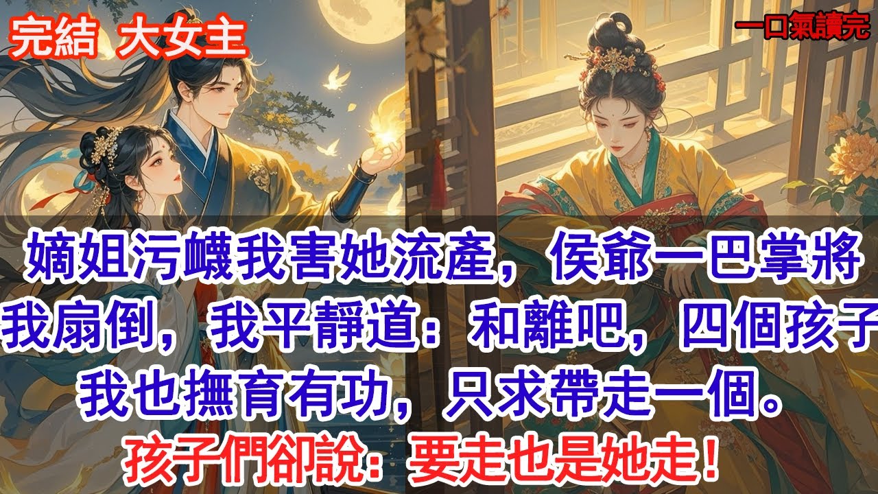 嫡姐污衊我害她流產，侯爺一巴掌將我扇倒，我平靜道：和離吧，四個孩子我也撫育有功，只求帶走一個。孩子們卻說：要走也是她走！#audiobook #愛情 #小說 #古言