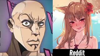 anime vs reddit (the rock reaction meme)