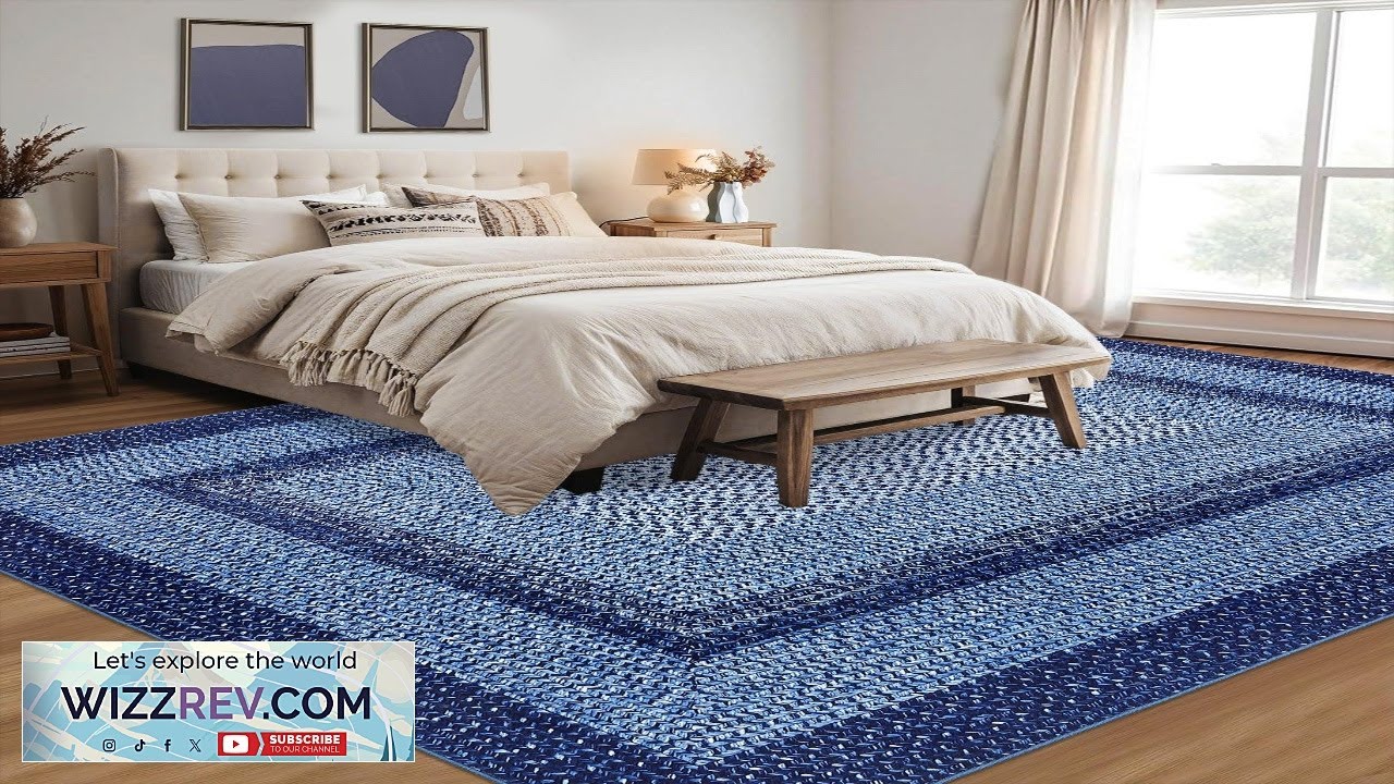 Ковер Garvee с каймой, темно-синий, 9x12 дюймов, моющийся, современный, с плетеным принтом, мягкий.