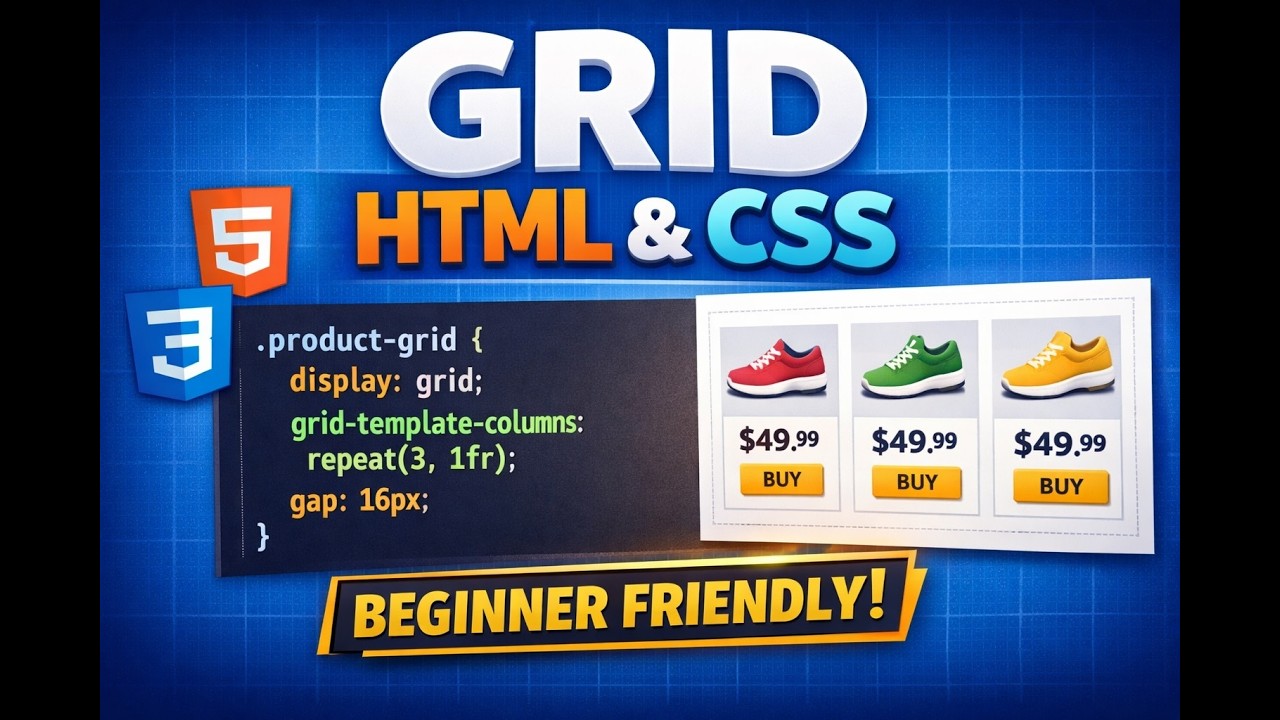 Grid HTML and CSS– Absolute Beginner Friendly Tutorial - YouTube