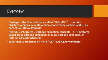 P1 | Hybrid Garbage Collection for Multi Version Concurrency Control in SAP HANA
