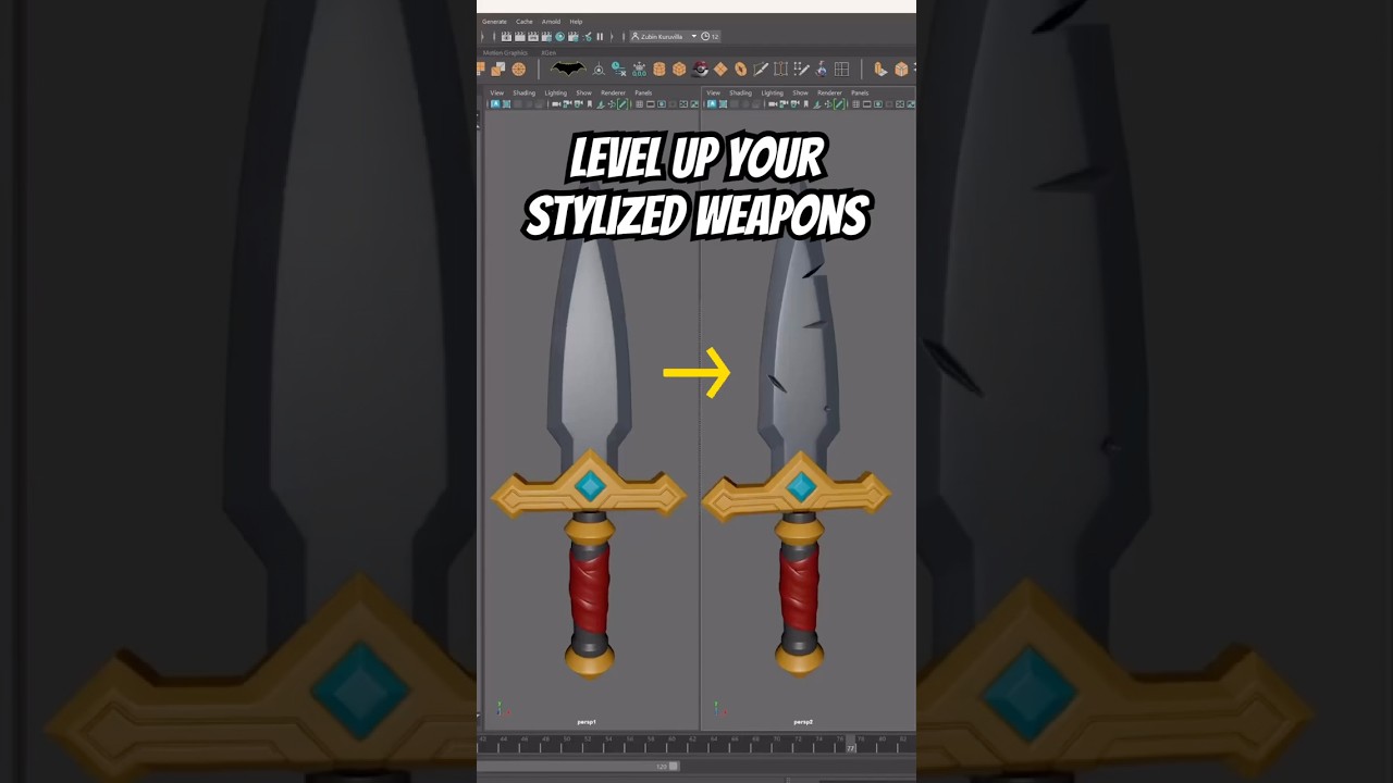 The secret to better stylized weapons! #3dmodeling #hardsurface #topology #maya3d #blender3d