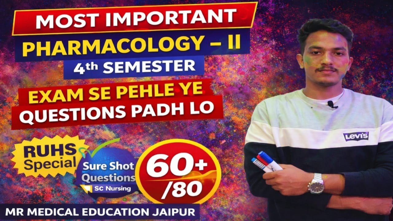 Pharmacology 2 Important Questions | 4th Semester RUHS BSc Nursing Exam 2026