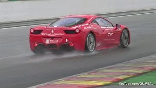 Ferrari 458 Challenge - FLATOUT during Heavy Rain on Spa Francorchamps!