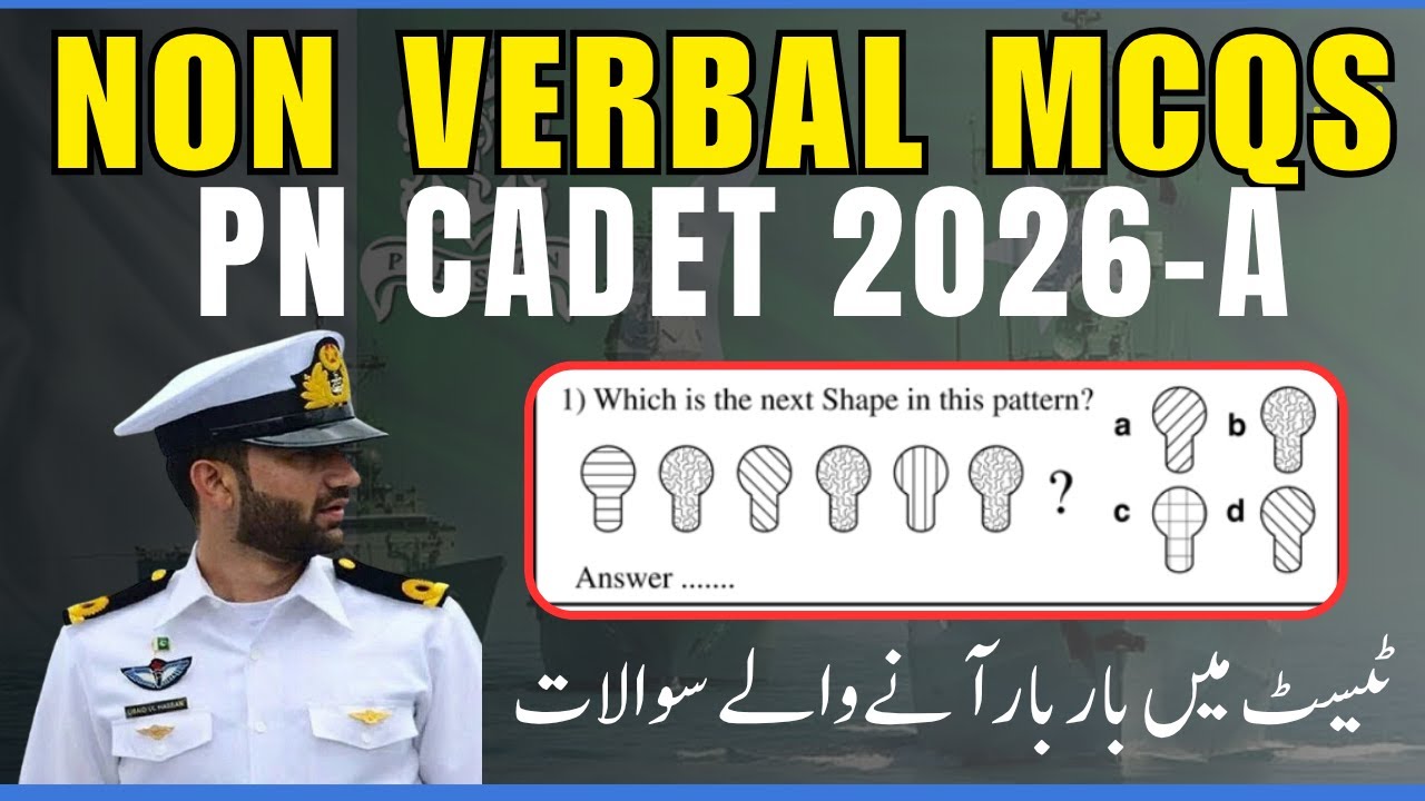 PN Cadet Initial Test Preparation |PN Cadet 2026-A |PN Cadet Non Verbal Intelligence Test MCQS