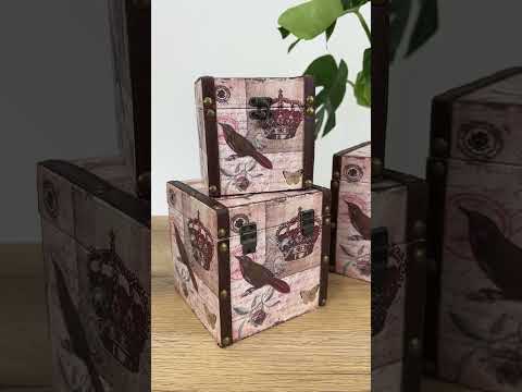 Набір 3х квадратних скринь з екошкіри Вінтаж 19*19*19 см Гранд Презент SH31353-073, видео 1