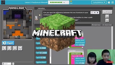 How to Code MINECRAFT in Code.org: Course F Lesson 1: Functions in Minecraft Puzzle 8-10
