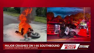 Two crashes on I-95 southbound shut down traffic for hours in Martin County