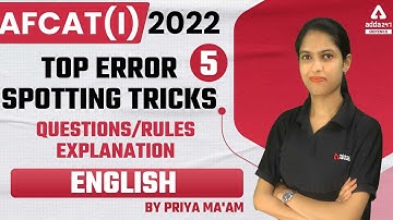 AFCAT 1 2022 |  English  | Top Error spotting Tricks Questions | Rules | Explanation #5