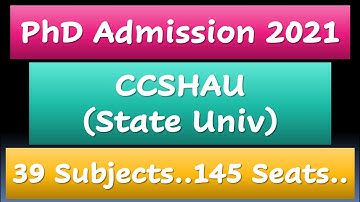 CCS || HAU || CCSHAU || Haryana Agricultural Univ || PhD Admission 2021 || Last Date - 05/08/2021