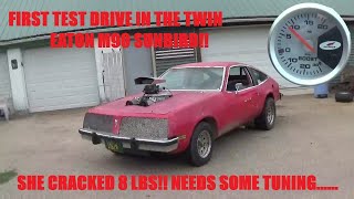 TWIN EATON M90 PONTIAC SUNBIRD FIRST DRIVE!!  8LBS Boost!