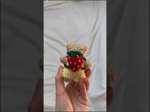 crochet bear in overalls + strawberry backpack 🧸🍓#shorts #shortsclip #crochet #crocheting #cute#fy (video tutorial)