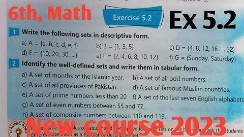 Class 6th Math Exercise 5.2  kpk and PTB new course 2023| Ex 5.2 Maths 6 new textbook SNC ptb ,kp
