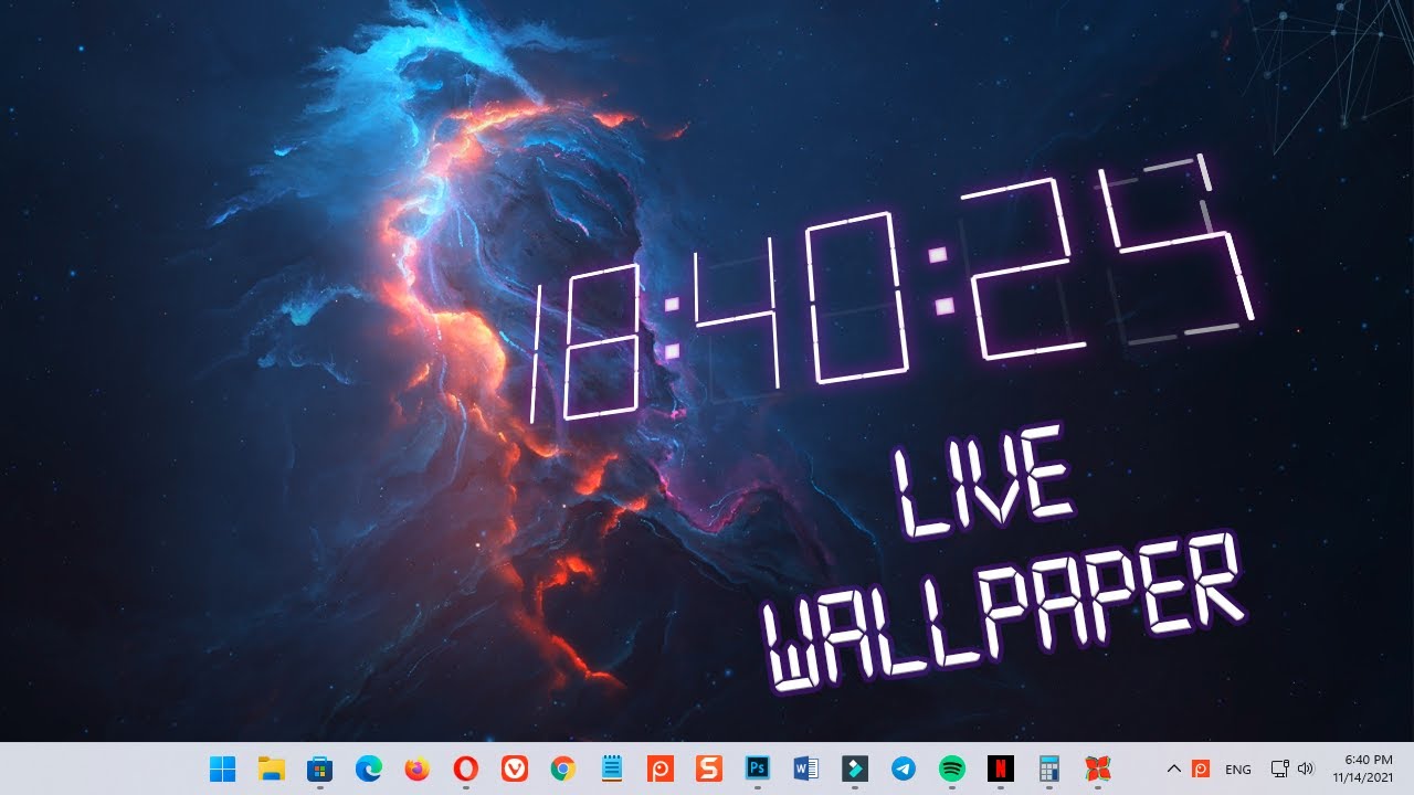 Live Wallpaper With Digital Clock - Windows 10 & 11 - YouTube